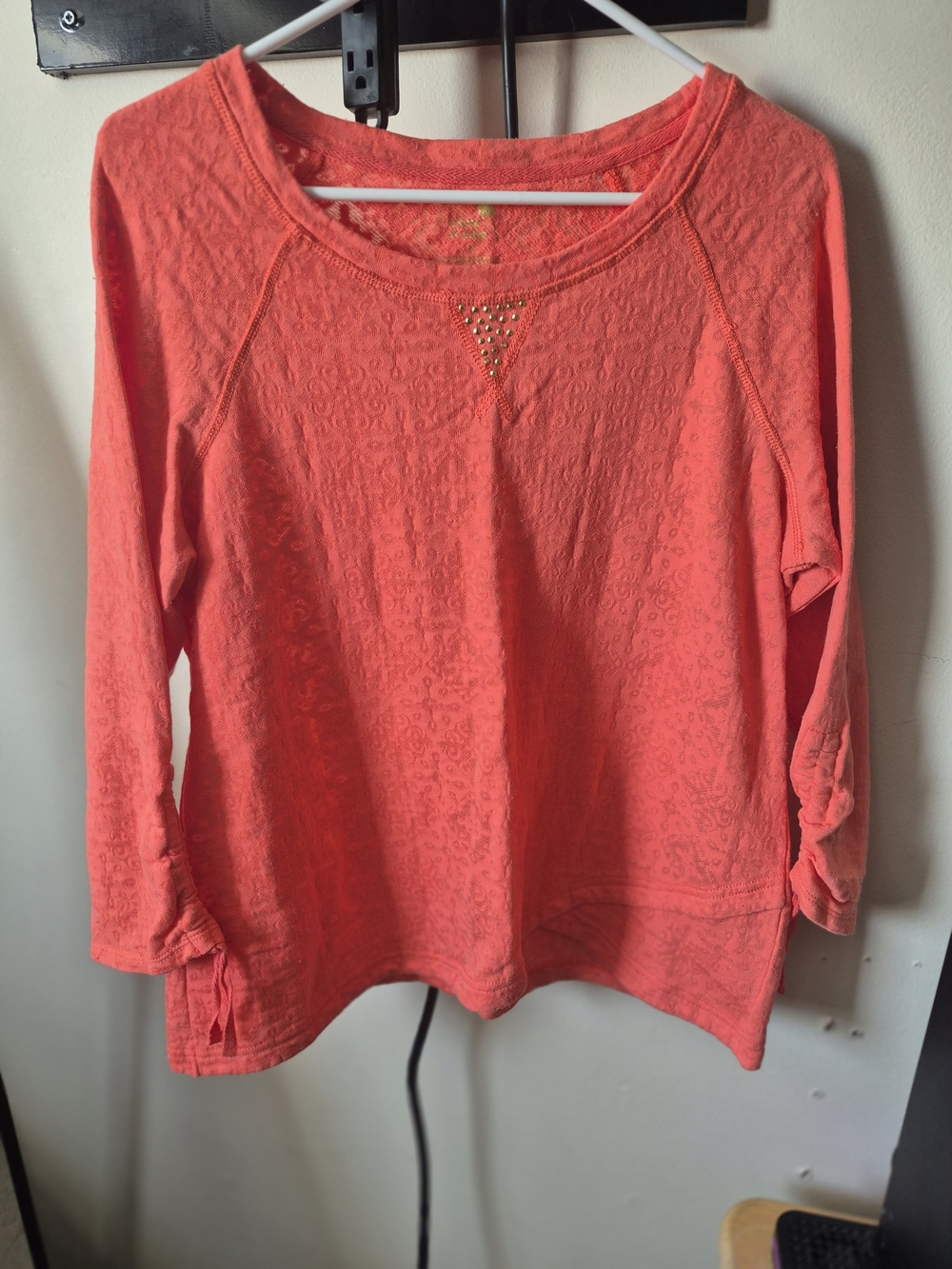 Women’s Coral Lightweight 3/4-Sleeve Top with Stud Accent